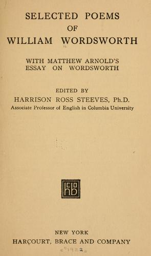 William Wordsworth: Selected poems of William Wordsworth (1922, Harcourt, Brace and company)
