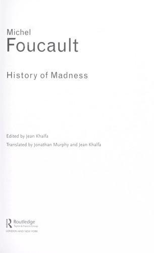 Michel Foucault: History of madness (2009)
