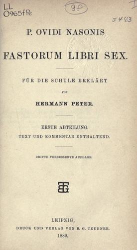 Ovid: Fastorum libri sex (Latin language, 1889, Teubner)