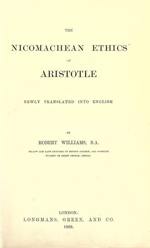 Αριστοτέλης: The Nicomachean ethics of Aristotle (1869, Longmans, Green)