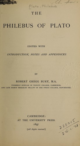 Plato: The Philebus (Ancient Greek language, 1897, University Press)