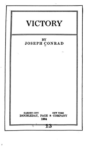 Joseph Conrad: Victory (1915, Doubleday, Page & company)