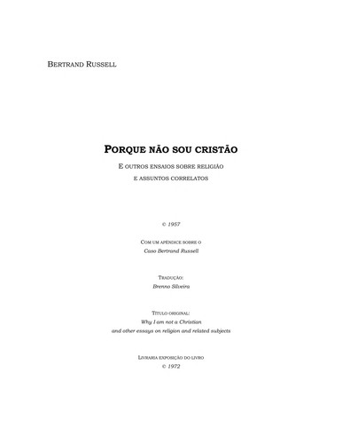 Bertrand Russell: Por que não sou cristão (Portuguese language, 2008, L&PM)