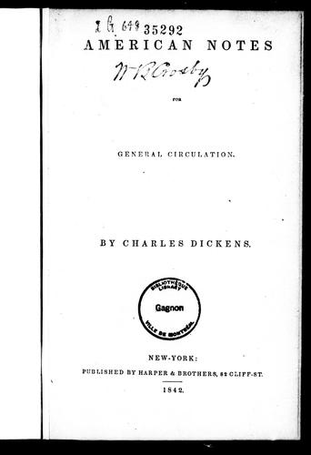 Charles Dickens: American notes for general circulation (1842, Harper)