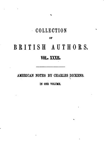 Charles Dickens: American notes for General Circulation (1842, Bernhard Tauchnitz)