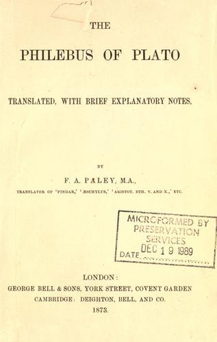 Plato: The Philebus of Plato. (1873, G. Bell)