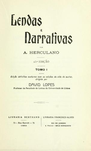 Alexandre Herculano: Lendas e narrativas (Portuguese language, 1900, Bertrand, F. Alves)