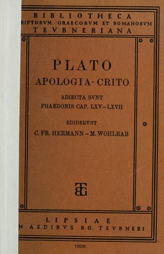 Plato: Apologia ; Crito; adiecta sunt Phaedonis cap. 65-67 (Latin language, 1913, B.G. Teubneri)