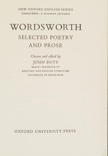 William Wordsworth: Wordsworth (1964, Oxford University Press)