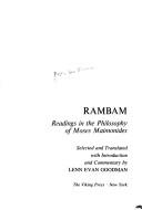 Moses Maimonides: Rambam (1976, The Macmillan Company of Canada)