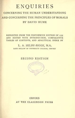 David Hume: Enquiries concerning the human understanding (1902, Clarendon Press)