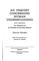 David Hume: An inquiry concerning human understanding (1955, Bobbs-Merrill Educational Pub.)