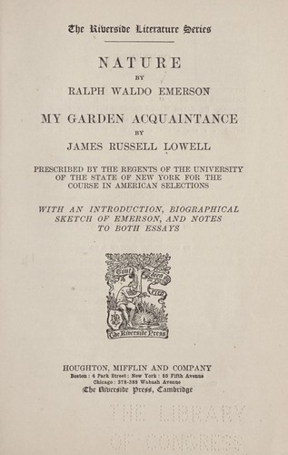 Ralph Waldo Emerson: Nature (1902, Houghton, Mifflin and company)