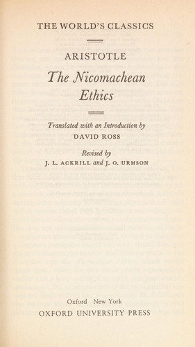 Αριστοτέλης: The Nicomachean ethics (1986, Oxford University Press)