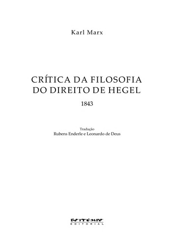 Karl Marx: Crítica da filosofia do direito de Hegel (Portuguese language, 2010, Boitempo)