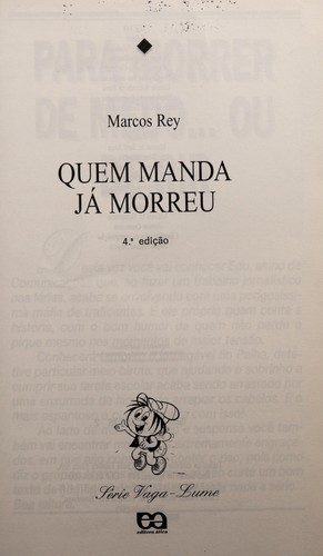 Marcos Rey: Quem manda ja  morreu (Portuguese language, 1989, Editora Atica)