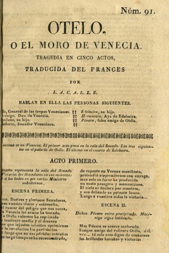 William Shakespeare: Otelo (Spanish language, 1821, Domingo y Mompié)