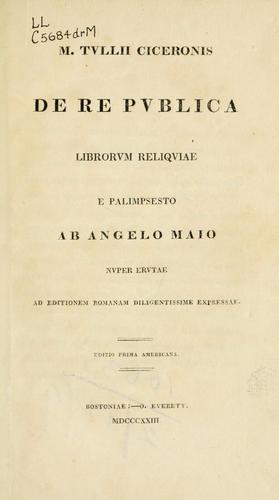 Cicero: De republica (Latin language, 1823, Everett)