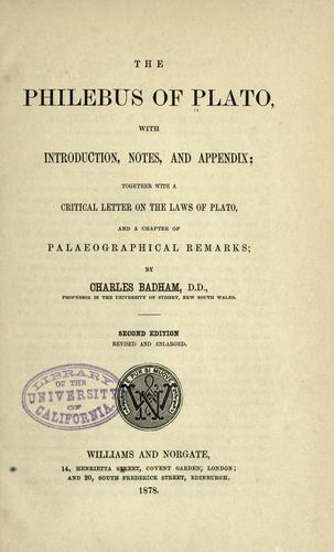 Plato: The philebus of Plato (1878, Williams and Norgate)