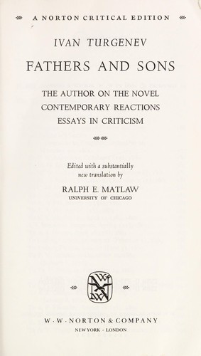 Ivan Sergeevich Turgenev: Fathers and Sons (A Norton Critical Edition) (1966, W. W. Norton & Company)