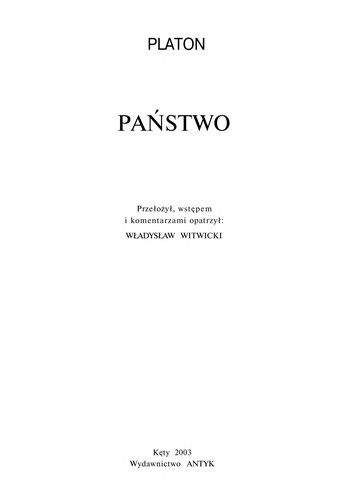 Plato: Pan stwo (Polish language, 2003, "Antyk")