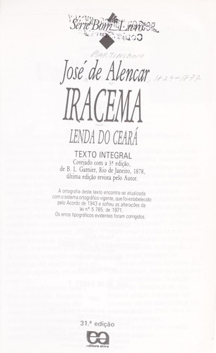 Iracema (Paperback, Portuguese language, 2000, Bom Livro)