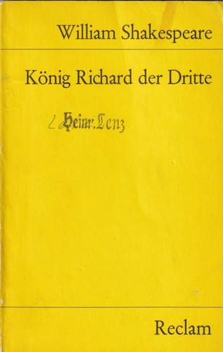 William Shakespeare: König Richard der Dritte (German language, 1971, Philipp Reclam jun. Stuttgart)