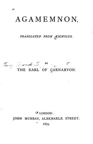 Aeschylus: Agamemnon. (1970, Prentice-Hall)