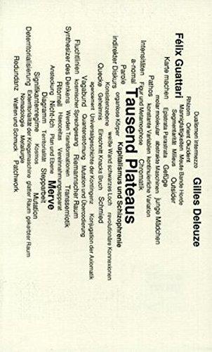 Gilles Deleuze, Félix Guattari: Tausend Plateaus. Kapitalismus und Schizophrenie (German language, 1992)