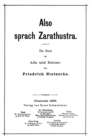 Friedrich Nietzsche: Also sprach Zarathustra (German language, 1885)