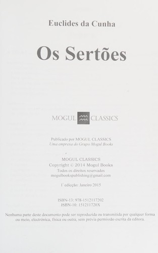 Euclides Da Cunha: Os Sertoes (Portuguese language, 1902)