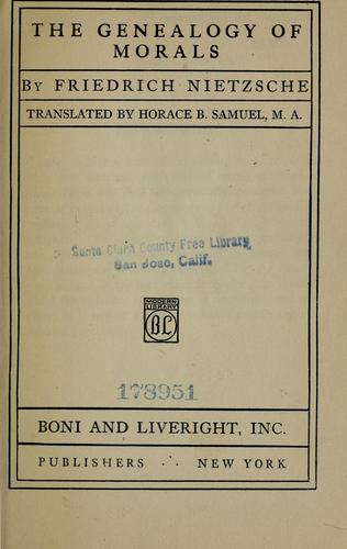 Friedrich Nietzsche: The genealogy of morals (1918, Boni and Liveright, inc.)