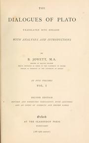 Plato, None None: The dialogues of Plato (1875, Clarendon Press)