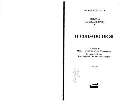 Michel Foucault: Historia da sexualidade (Portuguese language, 1999, Graal)